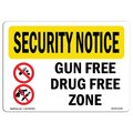 Signmission OSHA Security Sign, 7" Height, 10" Width, Rigid Plastic, Gun Free Drug Free Zone, Landscape OS-SN-P-710-L-11544